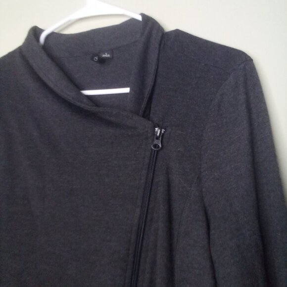 New Directions Shirt Jacket L Long Sleeve Off Center Zipper Pockets Soft Gray - Picture 9 of 16